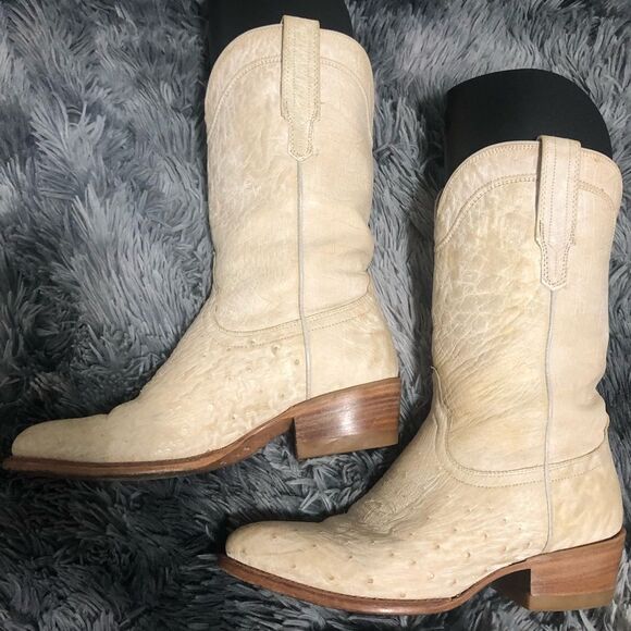 TECOVAS "THE CHLOE" SIZE 8.5 B PEARL EXOTIC OSTRICH BOOTS  COWGIRL WESTERN - Picture 11 of 16